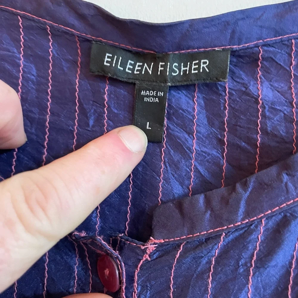 Eileen Fisher Purple Striped Button-Front Jacket